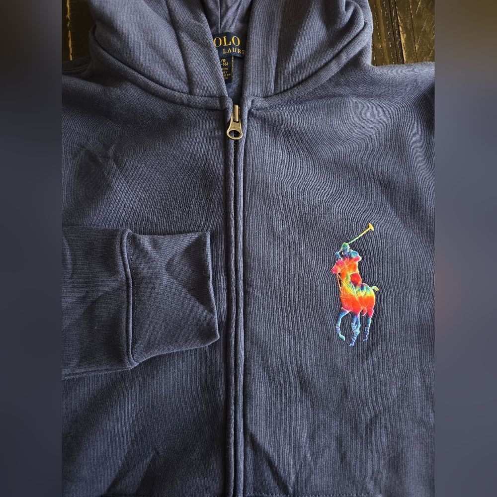 Polo Ralph Lauren Boys Tie Dye Pony Fleece Full Zip Hoodie Sweatshirt Size 14-16